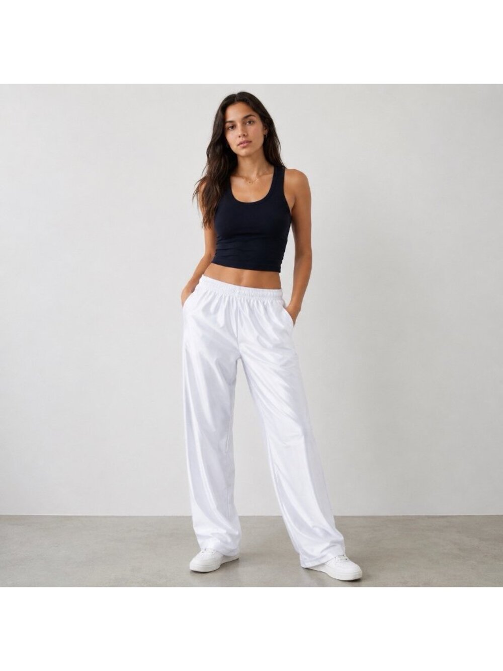 Los Angeles Apparel Women’s Medium White Heavy Jersey Wide Leg Lounge Pants USA
